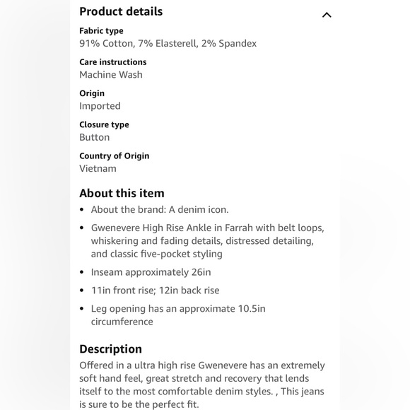 7 For All Mankind Women's High Waist Ankle Gwenevere Farrah Jean_size 28 - Picture 7 of 13